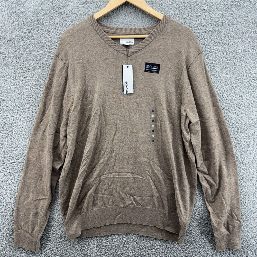 Sonoma Cool Max Long Sleeve Pullover Brown Casual Sweatshirt Mens Size XL NWT
